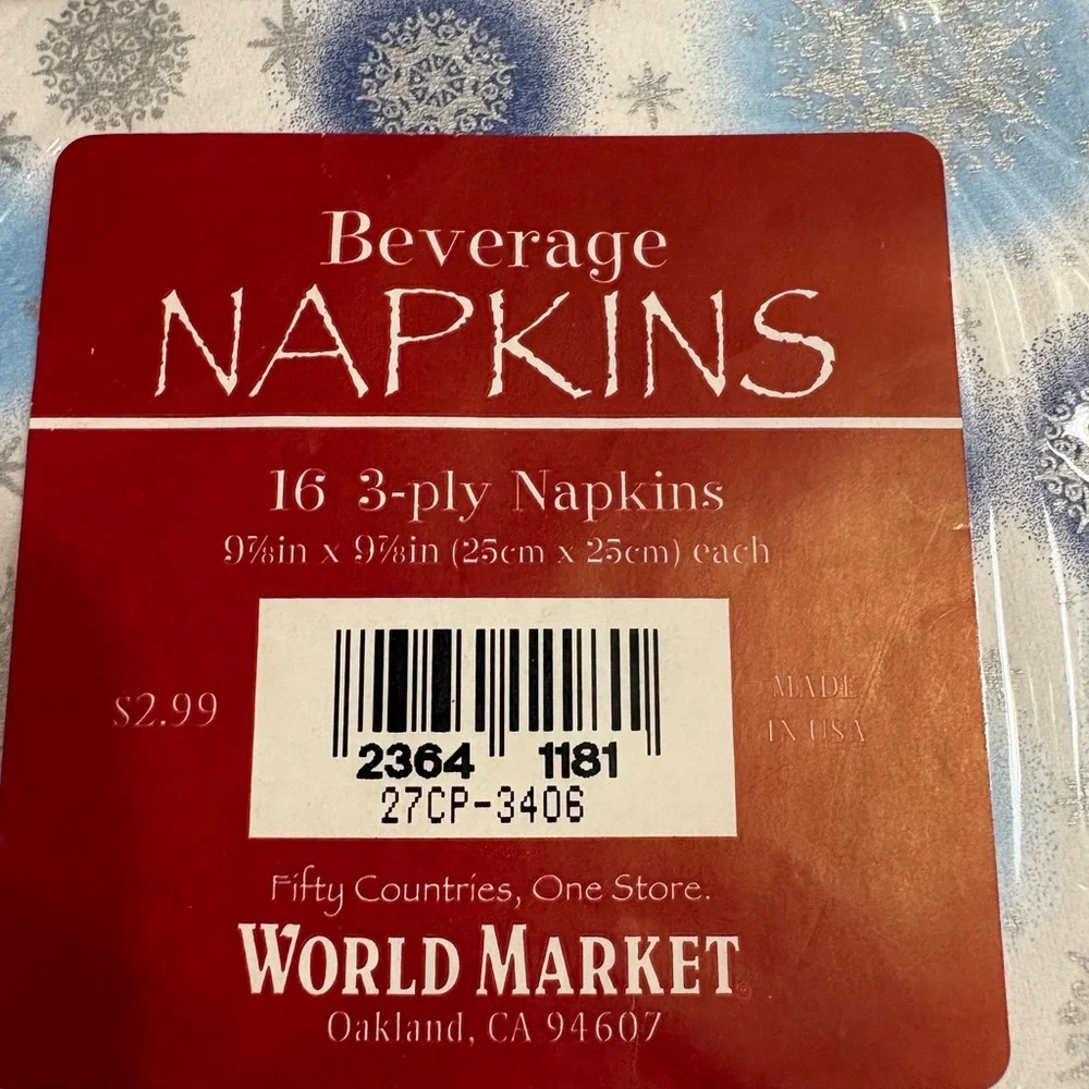 Blue & Silver Snowflake Holiday Napkins - Pack